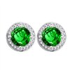Boucles d'oreilles serti clos pierre fine et diamant en or 18 carats