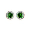 Boucles d'oreilles serti clos pierre fine et diamant en or 18 carats