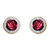 Boucles d'oreilles serti clos pierre fine et diamant en or 18 carats
