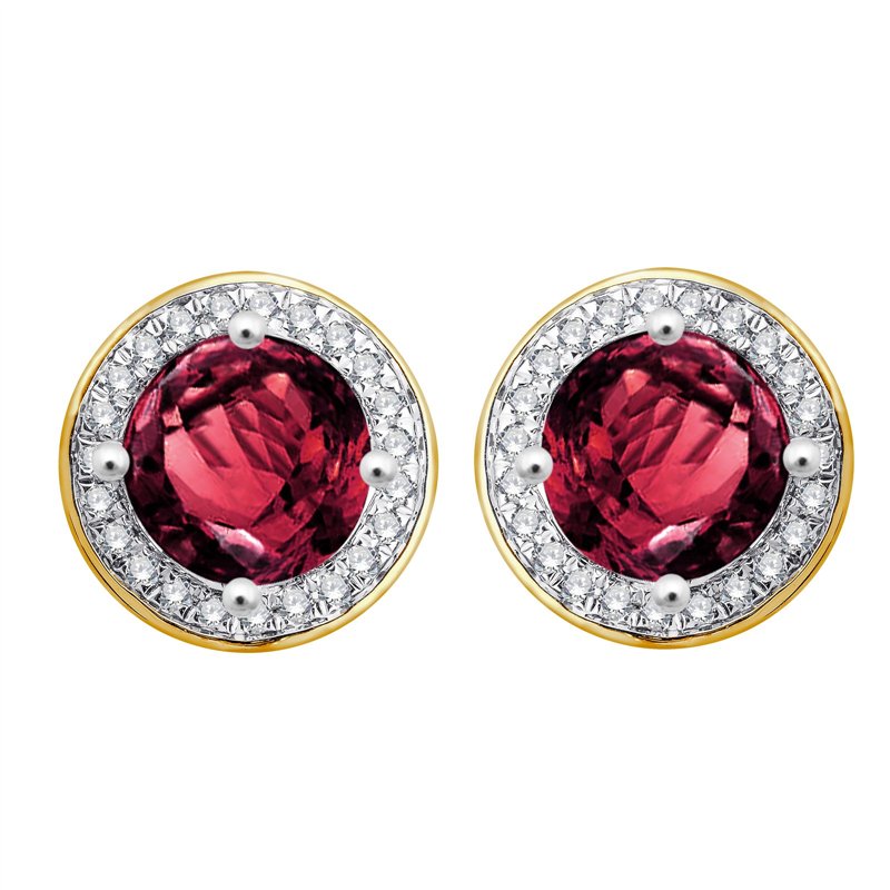 Boucles d'oreilles serti clos pierre fine et diamant en or 18 carats