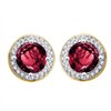 Boucles d'oreilles serti clos pierre fine et diamant en or 18 carats