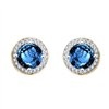 Boucles d'oreilles toi et moi pierre fine et diamant en or 18 carats