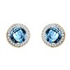 Boucles d'oreilles toi et moi pierre fine et diamant en or 18 carats