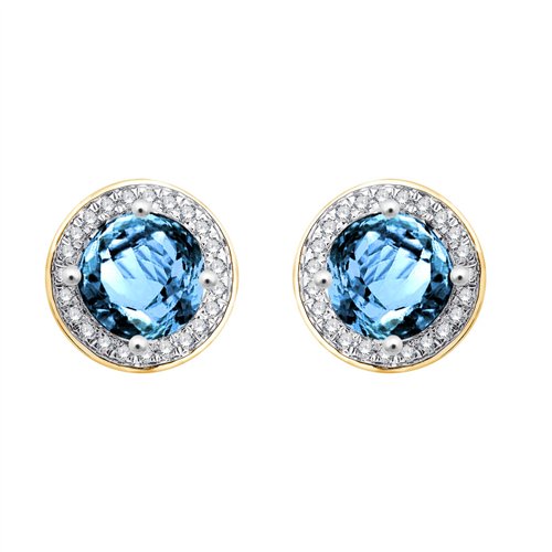 Boucles d'oreilles toi et moi pierre fine et diamant en or 18 carats