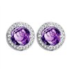 Boucles d'oreilles serti clos pierre fine et diamant en or 18 carats