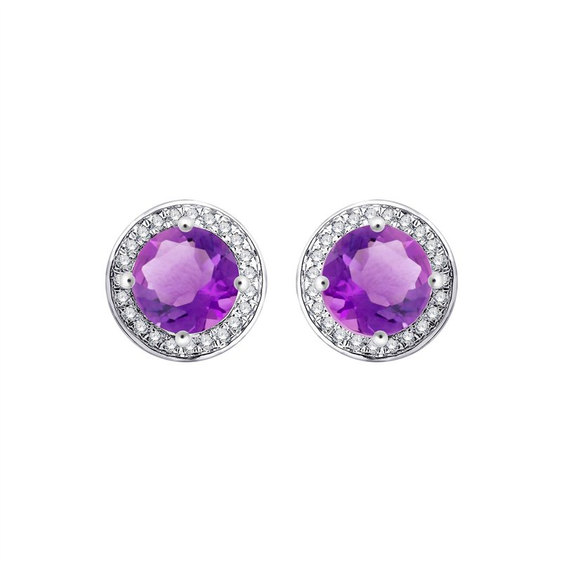 Boucles d'oreilles serti clos pierre fine et diamant en or 18 carats