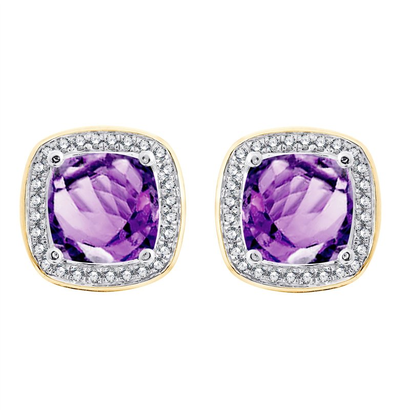 Boucles d'oreilles toi et moi pierre fine et diamant en or 18 carats
