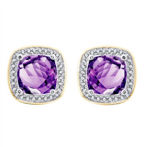 Boucles d'oreilles toi et moi pierre fine et diamant en or 18 carats