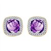 Boucles d'oreilles toi et moi pierre fine et diamant en or 18 carats
