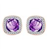 Boucles d'oreilles toi et moi pierre fine et diamant en or 18 carats