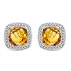 Boucles d'oreilles toi et moi pierre fine et diamant en or 18 carats