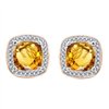 Boucles d'oreilles toi et moi pierre fine et diamant en or 18 carats