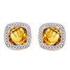 Boucles d'oreilles toi et moi pierre fine et diamant en or 18 carats