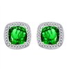 Boucles d'oreilles serti clos pierre fine et diamant en or 18 carats