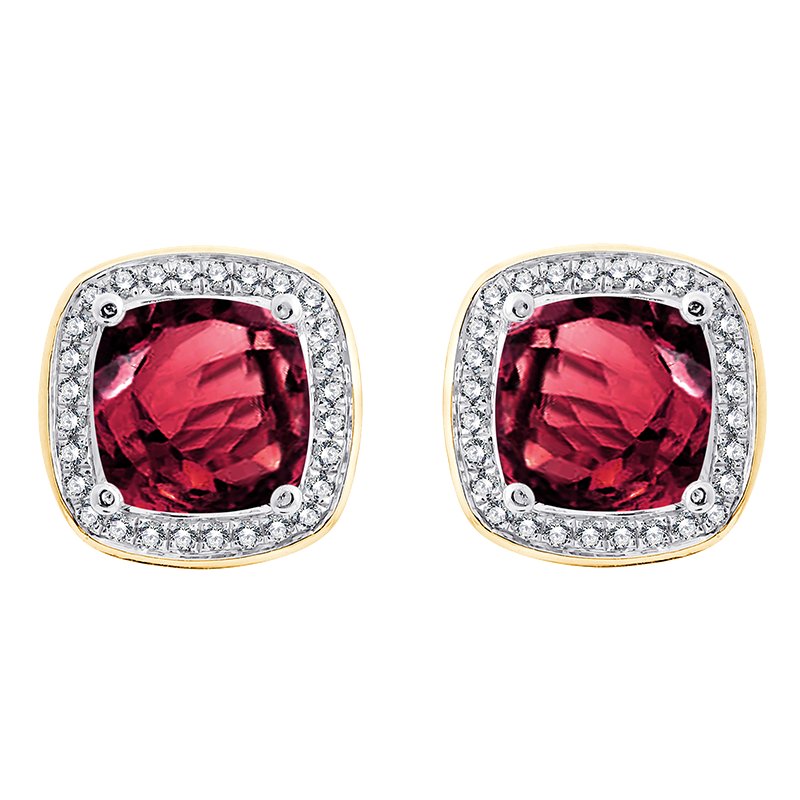 Boucles d'oreilles toi et moi pierre fine et diamant en or 18 carats