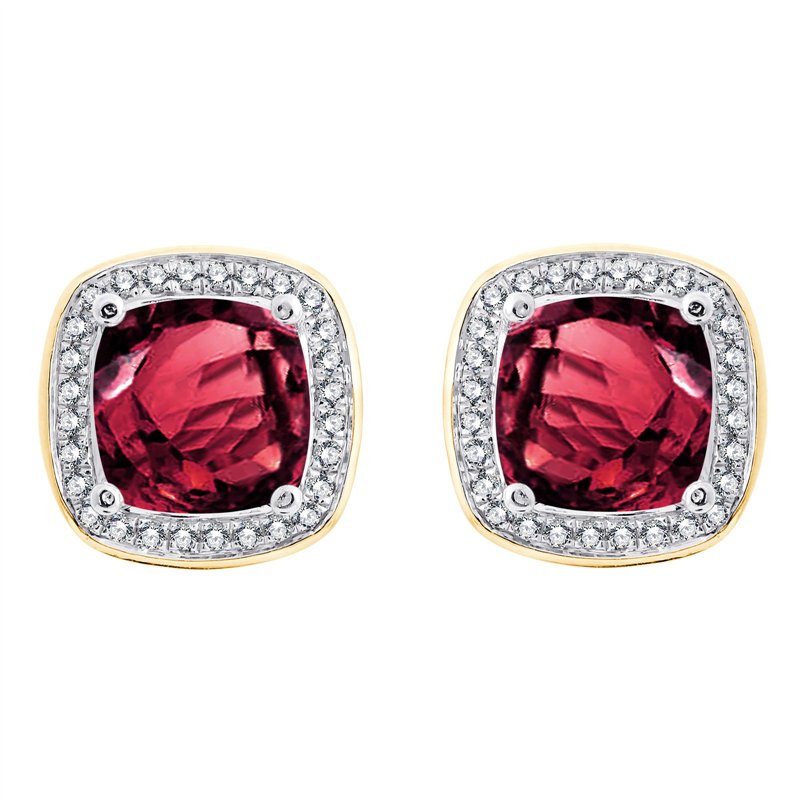 Boucles d'oreilles toi et moi pierre fine et diamant en or 18 carats