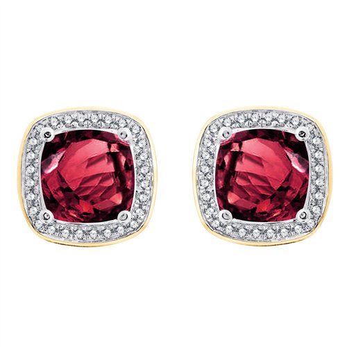 Boucles d'oreilles toi et moi pierre fine et diamant en or 18 carats