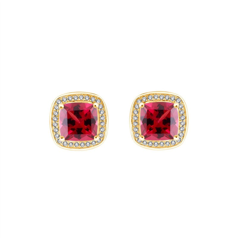 Boucles d'oreilles toi et moi pierre fine et diamant en or 18 carats