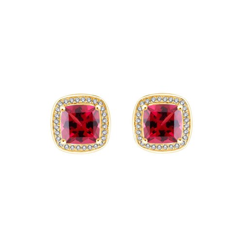 Boucles d'oreilles toi et moi pierre fine et diamant en or 18 carats
