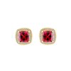 Boucles d'oreilles toi et moi pierre fine et diamant en or 18 carats