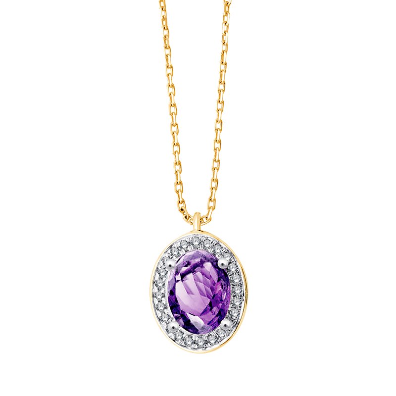 Collier pierre fine et diamant en or 18 carats