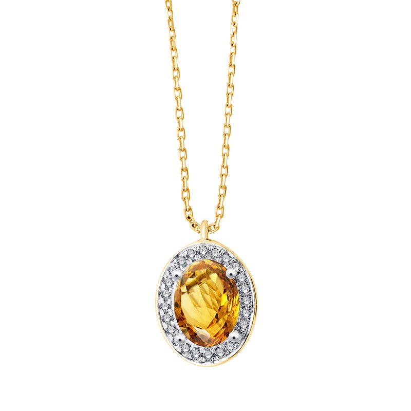Collier pierre fine et diamant en or 18 carats
