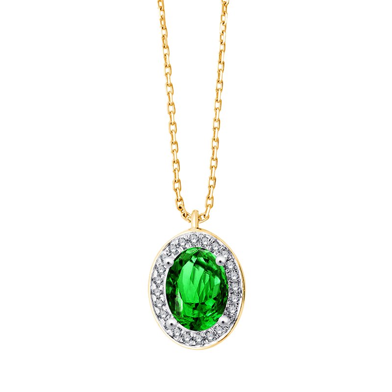 Collier pierre fine et diamant en or 18 carats