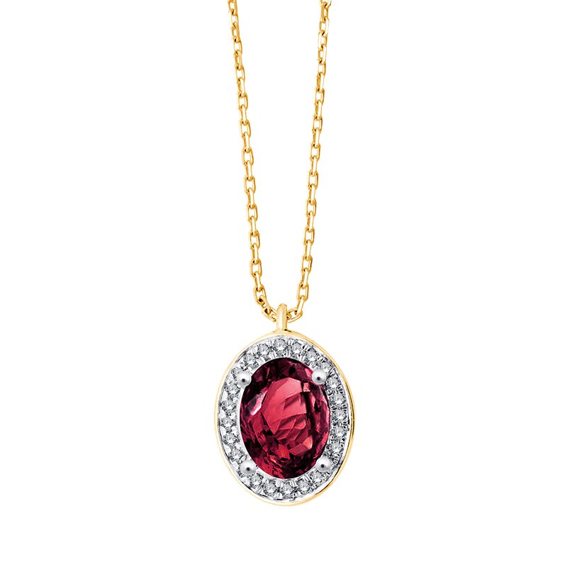 Collier pierre fine et diamant en or 18 carats