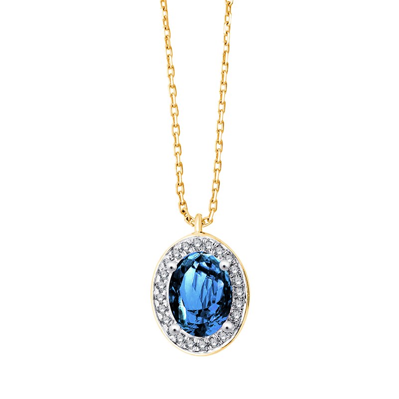 Collier pierre fine et diamant en or 18 carats