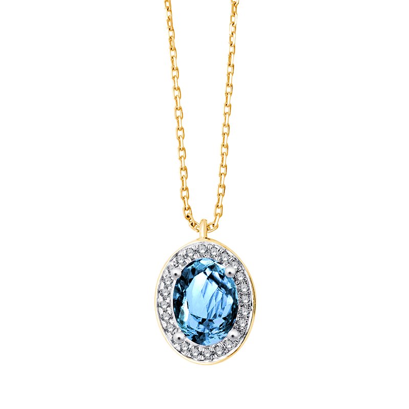 Collier pierre fine et diamant en or 18 carats