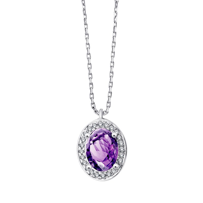 Collier pierre fine et diamant en or 18 carats