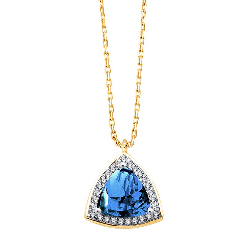 Collier pierre fine et diamant en or 18 carats