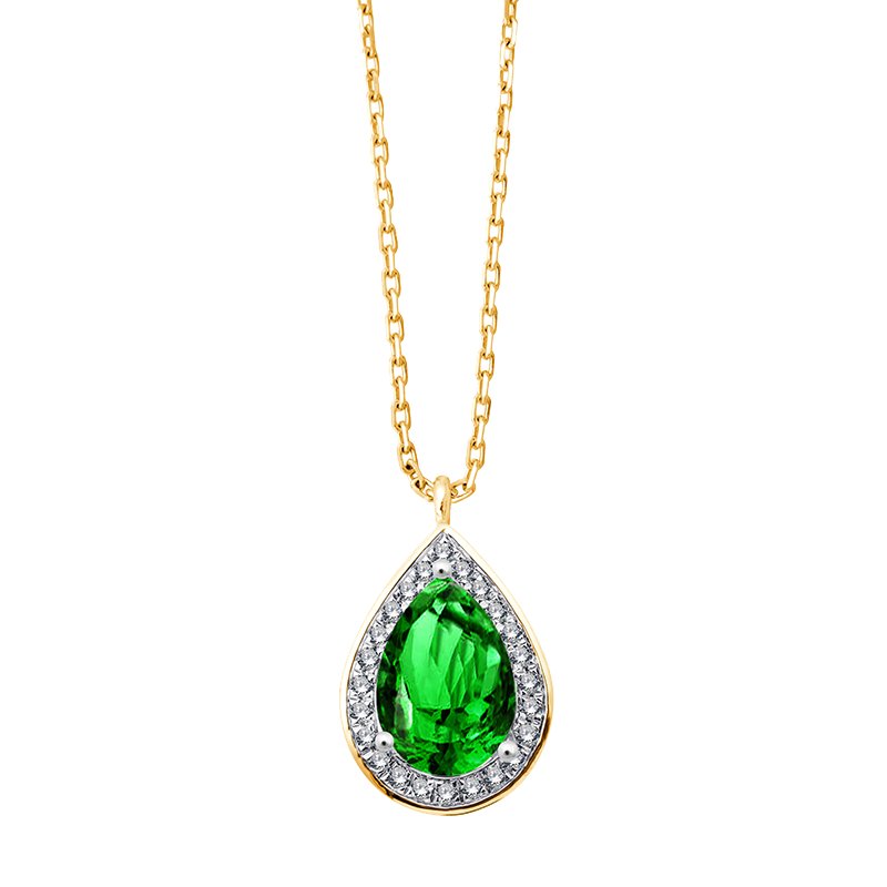 Collier pierre fine et diamant en or 18 carats