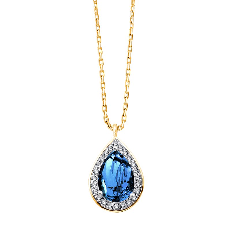 Collier pierre fine et diamant en or 18 carats