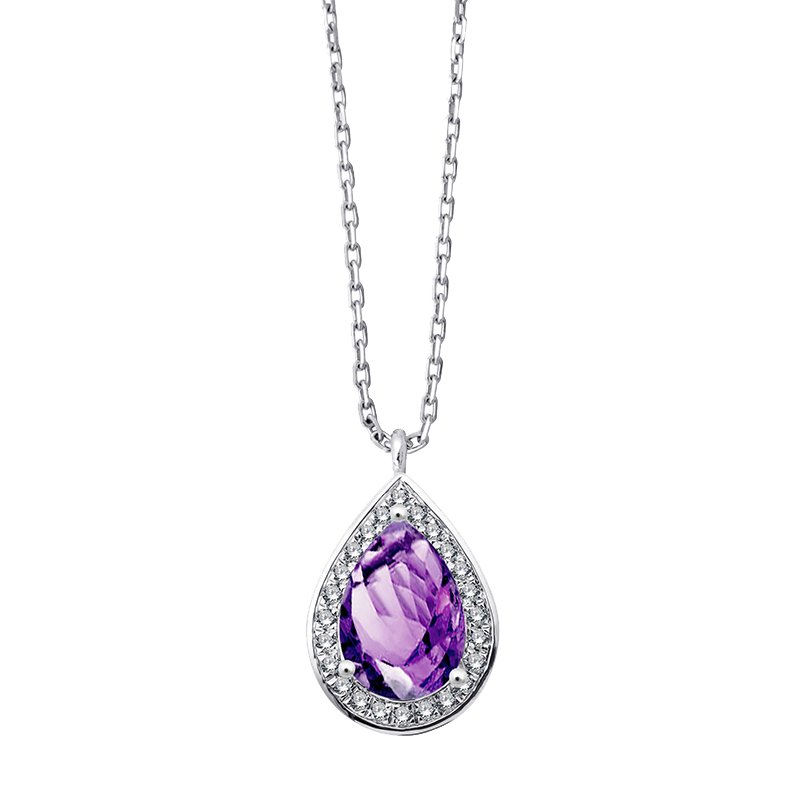 Collier pierre fine et diamant en or 18 carats