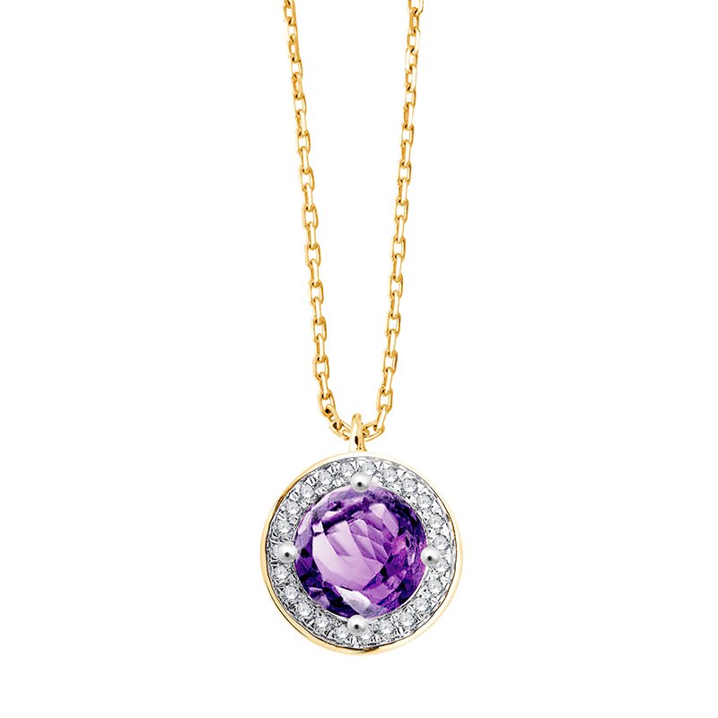 Collier pierre fine et diamant en or 18 carats
