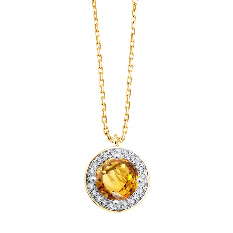 Collier pierre fine et diamant en or 18 carats