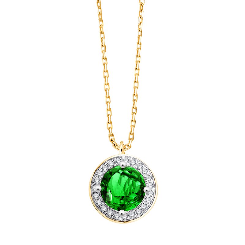Collier pierre fine et diamant en or 18 carats