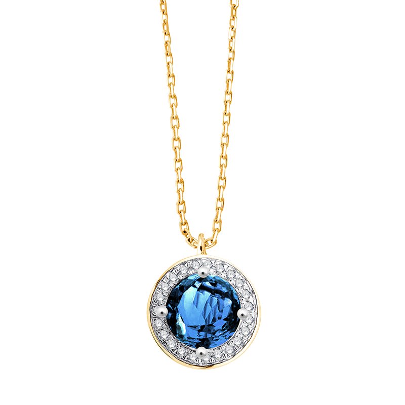 Collier pierre fine et diamant en or 18 carats