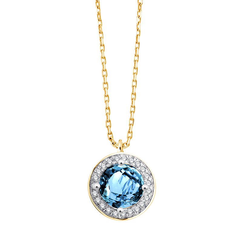 Collier pierre fine et diamant en or 18 carats