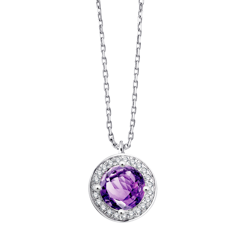 Collier pierre fine et diamant en or 18 carats