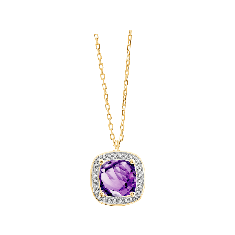 Collier serti clos pierre fine et diamant en or 18 carats