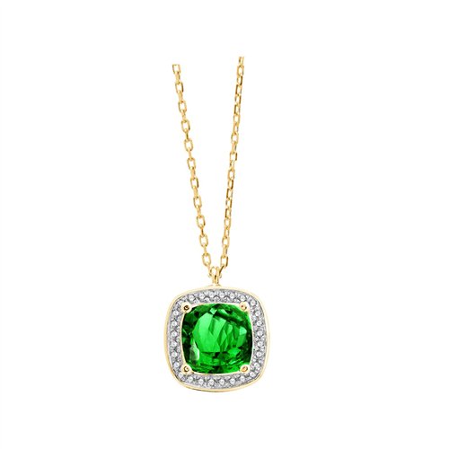 Collier toi et moi pierre fine et diamant en or 18 carats