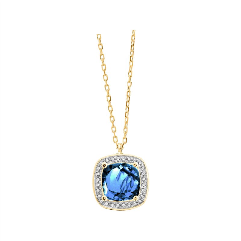 Collier toi et moi pierre fine et diamant en or 18 carats