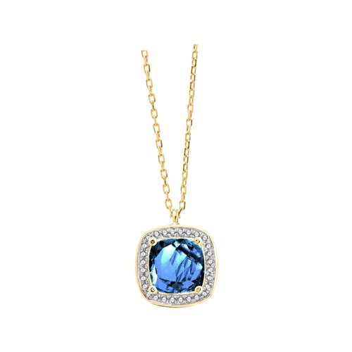 Collier toi et moi pierre fine et diamant en or 18 carats