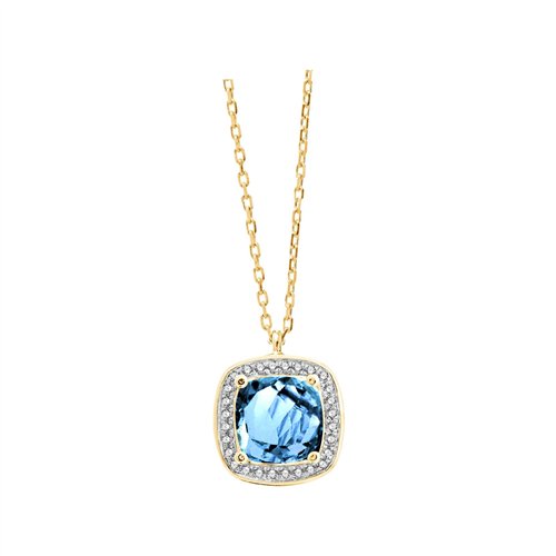Collier toi et moi pierre fine et diamant en or 18 carats