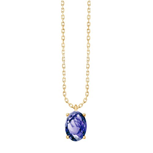 Collier serti clos pierre fine en or 18 carats