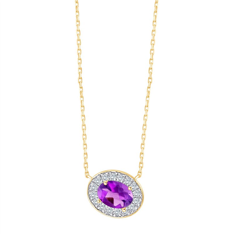 Collier serti clos pierre fine et diamant en or 18 carats