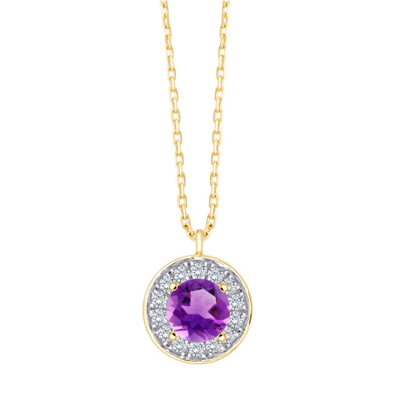 Collier serti clos pierre fine et diamant en or 18 carats