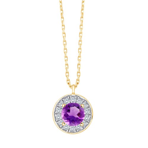 Collier serti clos pierre fine et diamant en or 18 carats